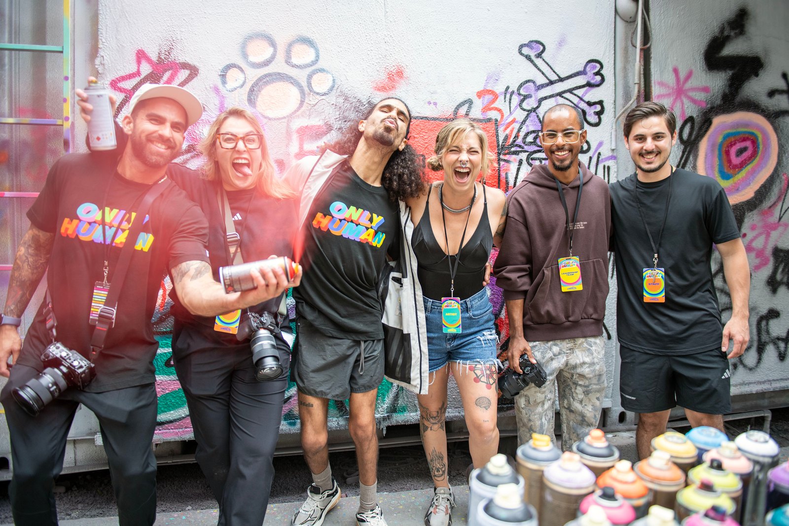 Six members of the Zu Group crew together during production