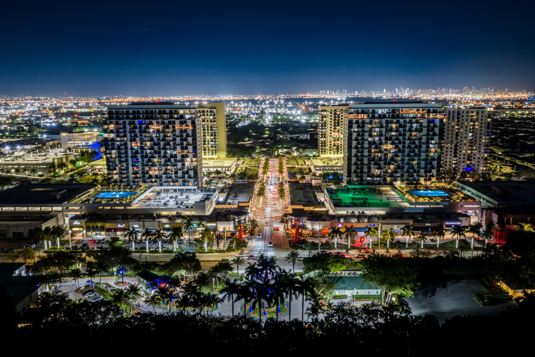 Wynwood night aerial photographed by Zu Group